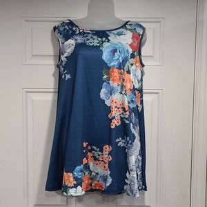 💙 TANK TUNIC: Blue Floral Tank Tunic trapeze hem